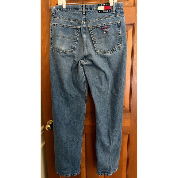 Tommy Hilfiger Mens Old‎ School Freedom Jean 36x34 Blue 90s Flag Spellout Denim - Picture 15 of 16